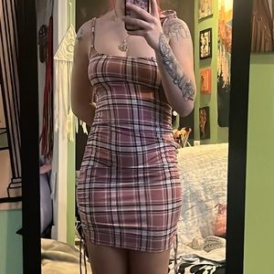 Plad tight dress, soft and thin